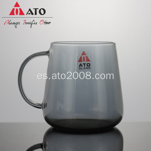 Taza de vidrio gris taza de café de leche de té transparente